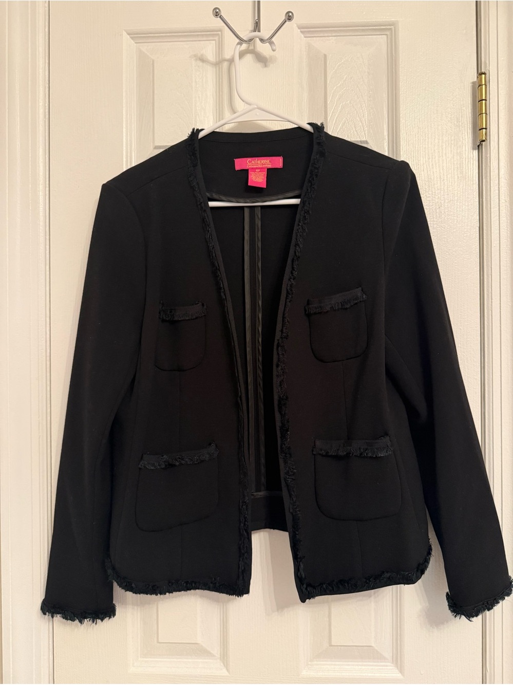 Catherine Black Fringe Trim Blazer Size 4P